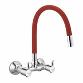 Trueliving Luxuries Sink Mixer Brass Faucet with Silicone Red Flexible Spout20 Inches