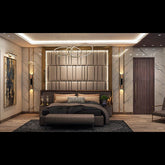 Trueliving Luxurious Wing-back Light masterbed Laminated Finish & PU Finish 6Ft *6Ft *1Ft