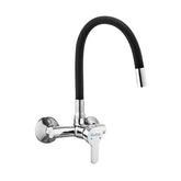 Trueliving Flora Single Lever Wall-mount Sink Mixer Brass Faucet with Black Silicone Spout20 Inches
