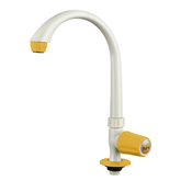 Truliving_Gold Round PTMT Swan Neck with Swivel Spout Faucet 15 White Orange