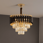 Trueliving Golden Black Hanging Light Length 25, Width 25, Height 9 In Inches.