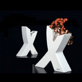 Trueliving White Wood Handmade Flower Vase 41L x 24W x 10H Centimeters