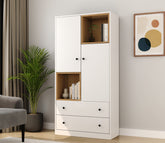 Twain Modern Bookshelf with Open & Closed Storage, Textured Fronts (Engineered Wood, Santana Pattern)