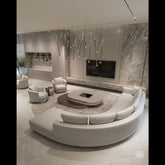 Trueliving Luxurious Dark Six Seater Sofa Leather Finish (H 36" x W 80" x D 34")+(H 33" x W 60" x D 35")+(H 30'' x W 31'' x D 30'')