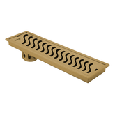 Trueliving Home Brown Wave Shower Drain Channel (36 x 4 Inches) YELLOW GOLD PVD Coated