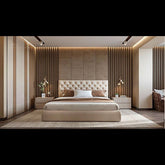 Trueliving Luxurious Open-frame Dark bed Laminated Finish & PU Finish 6Ft *6Ft *1Ft