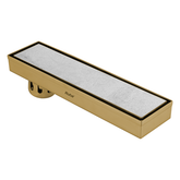 Trueliving Home Brown Marble Insert Shower Drain Channel (18 x 3 Inches) YELLOW GOLD PVD Coated