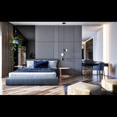 Trueliving Luxurious Trundle Light masterbed Laminated Finish & PU Finish 6Ft *6Ft *1Ft