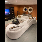 Trueliving Modern Light Seven Seater Sofa Linen Finish 1.77D x 3.6W x 0.84H Meters