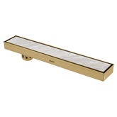 Trueliving Home Brown Marble Insert Shower Drain Channel (32 x 3 Inches) YELLOW GOLD PVD Coated
