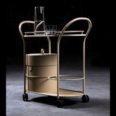 Trueliving White Simple Luxury Bar Trolley 62.5D x 42.5W x 82.5H Centimeters