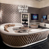 Trueliving Luxurious Light Eight Seater Sofa Leather Finish 0.87D x 3.95W x 0.87H Meters