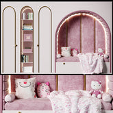 Trueliving 5 Door Sliding Kids wardrobes Laminated Finish & PU Finish with Drawers 8Ft *2Ft *9Ft -2438.4MM X 609MM X 2743.2MM)