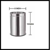 Trueliving_DUSTBIN OPEN PLAIN (8x12)_Silver_Steel