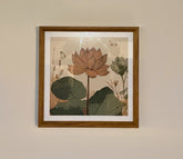 Vintage Botanical Delicate Pink Lotus Sketch Wall Art (Multicolor)