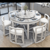 Trueliving Round White Luxurious Dinning Table H 30 x W 45 x D 35; Chair : H 34 x W 18 x D 18