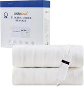 LINENCART King Single Electric Blanket Fully Fitted Heated Underblanket, 3 Heat Settings, 3 Hour Auto Shut Off, Overheat Protection, Energy Efficient Machine Washable Heated Mattress Blanket (King Single, White)