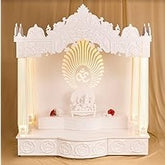 Trueliving Mandir | Temple for Home & Offices |Solid Surface - Size - H: 48" x W: 44"× D: 21.5"