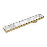 Trueliving Home Brown Marble Insert Shower Drain Channel (32 x 4 Inches) YELLOW GOLD PVD Coated