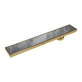 Trueliving Home Brown Marble Insert Shower Drain Channel (36 x 4 Inches) YELLOW GOLD PVD Coated