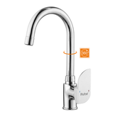 Trueliving Modern Pristine Single Lever Table-Mount Sink Mixer Brass Faucet with Medium (15 Inches) Round Swivel Spout20 Inches