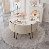 Trueliving Golden Cream Luxurious Dinning Table H 30 x W 45 x D 35; Chair : H 34 x W 18 x D 18