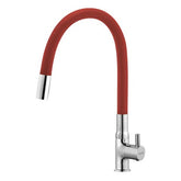 Trueliving Flora Kara Swan Neck Brass Faucet with Silicone Red Flexible Spout20 Inches