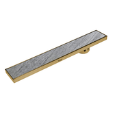 Trueliving Home Brown Marble Insert Shower Drain Channel (48 x 4 Inches) YELLOW GOLD PVD Coated