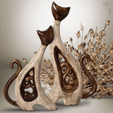 Trueliving Wood CAT Flower Vase 41L x 24W x 10H Centimeters