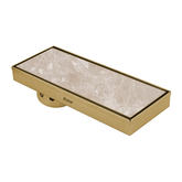 Trueliving Home Brown Marble Insert Shower Drain Channel (12 x 5 Inches) YELLOW GOLD PVD Coated