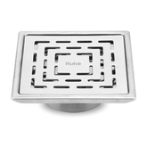 Trueliving_Sapphire Silver Square 304-Grade Floor Drain with Collar & Cockroach Trap (5 x 5 Inches)