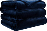 LINENOVA Fleece Blanket 152x203cm Navy, 300GSM Super Soft and Warm Flannel Throw for Bed, Sofa, Couch or Travel