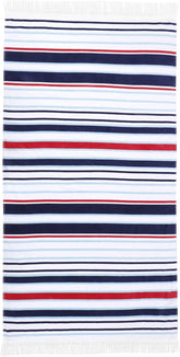 LINENOVA 100% Cotton Beach Towel -86x163cm Sand Free Beach Blanket Soft and Absorbent Towels for Swimming, Sports, Beach, Gym, Travel ((Nautical Stripe