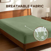 LINENOVA Queen Fitted Sheet – 100% Vintage Washed Cotton - Naturally Soft & Breathable, 40cm Deep Pocket – Khaki Green, 1 Piece