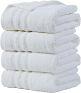 LINENOVA 100% Cotton Bath Towels 4 Pack - Premium 450GSM Soft & Lightweight Towel Set, Quick Dry & Absorbent Bathroom Towels, Ideal for Hotel, Spa and Gym Use (65x130cm, White)