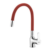 Trueliving Classy Pavo Single Lever Table Mount Sink Mixer Faucet with Silicone Red Flexible Spout20 Inches