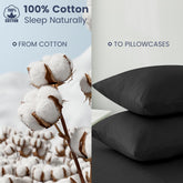 LINENOVA 100% Luxury Cotton Standard Pillowcases(Set of 2),Super Soft and Breathable Envelope Closure Pillow Cases - 48x74cm -Black