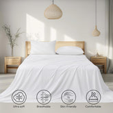 LINENOVA Vintage Washed King Sheet Set - 4 Piece Premium 2000TC Ultra-Soft Microfiber Bed Sheets - Cotton-Like Texture - Breathable and Soft- Sheets & Pillowcases (King, White)