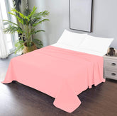 600 Thread Count Cotton 1PC Flat Sheets 100% Long Staple Pure Cotton, Smooth Sateen Finish Flat Sheet/Top Sheet with 4 Inch Hem Solid Pattern (Rose Pink/Blush, Single)