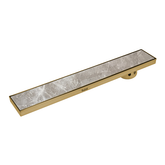 Trueliving Home Brown Marble Insert Shower Drain Channel (32 x 5 Inches) YELLOW GOLD PVD Coated