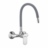 Trueliving Flora Demure Single Lever Wall-mount Sink Mixer Brass Faucet with Grey Silicone Spout20 Inches