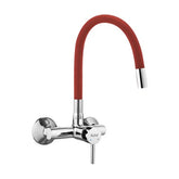Trueliving Classy Kara Single Lever Wall-mount Sink Mixer Brass Faucet with Red Silicone Spout20 Inches