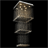 Trueliving Square Jhumar Multi Layer Hanging Light Length 24, Width 24, Height 48 In Inches