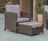 Vivica Premium Wicker 1 Seater Outdoor Chair with Ottoman (Beige)