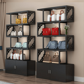 Trueliving Black Wood Cosmetic shelves retail store cosmetic display rack with cabinet L60*W30*H182 CM