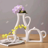 Trueliving White Designer Flower Vase 41L x 24W x 10H Centimeters