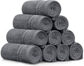 LINENOVA 100% Cotton Face Washer Towel (10 Pack) - Ultra-Soft, 500GSM Highly Absorbent Quick Dry - Great Value Ribbon Gift Pack - Perfect for Hotel, Gym, Spa, Kitchen - 30x30cm - Charcoal