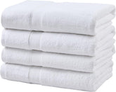 LINENOVA 4 Pack Bath Towels Set 68x132cm, 100% Combed Cotton Premium Towels for Bathroom, 550GSM Softness Quick Dry and Absorbent Adult Towels for Daily Use, White