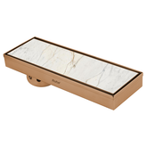 Trueliving Home Brown Marble Insert Shower Drain Channel (18 x 4 Inches) ROSE GOLD PVD Coated