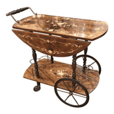 Trueliving Wood Brown Bar Trolley 62.5D x 42.5W x 82.5H Centimeters